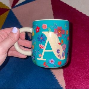 Natural Life Blue Floral Monogram A Coffee Mug Tea Cup